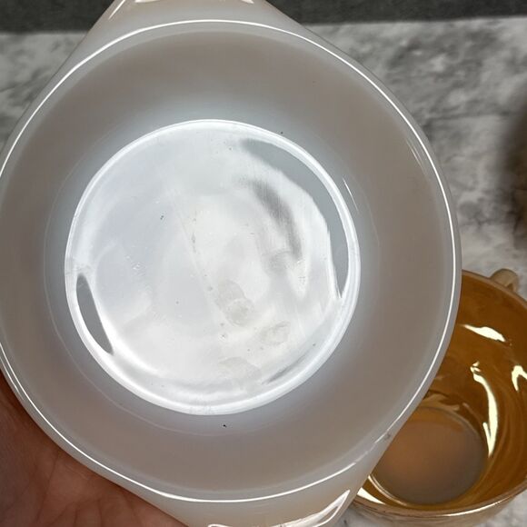 Fire King Peach Luster Vintage Teacup Small Bowls Mini Pie Lot of 4 - Picture 12 of 12